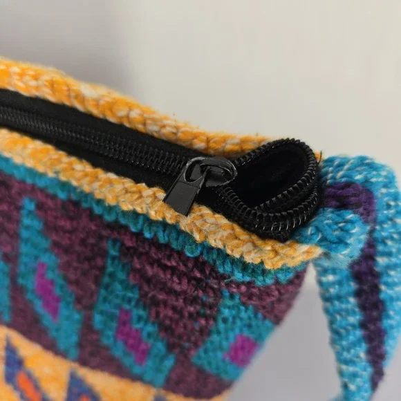 Handmade Crochet Shoulder Bag Boho Geometric Pattern Multicolor‎ Strap - Picture 7 of 7